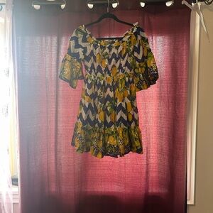 Amlica Santoria / Giacomo Cinque Colorful Chevron and Lemon Dress from Capri O/S